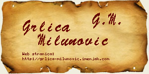 Grlica Milunović vizit kartica